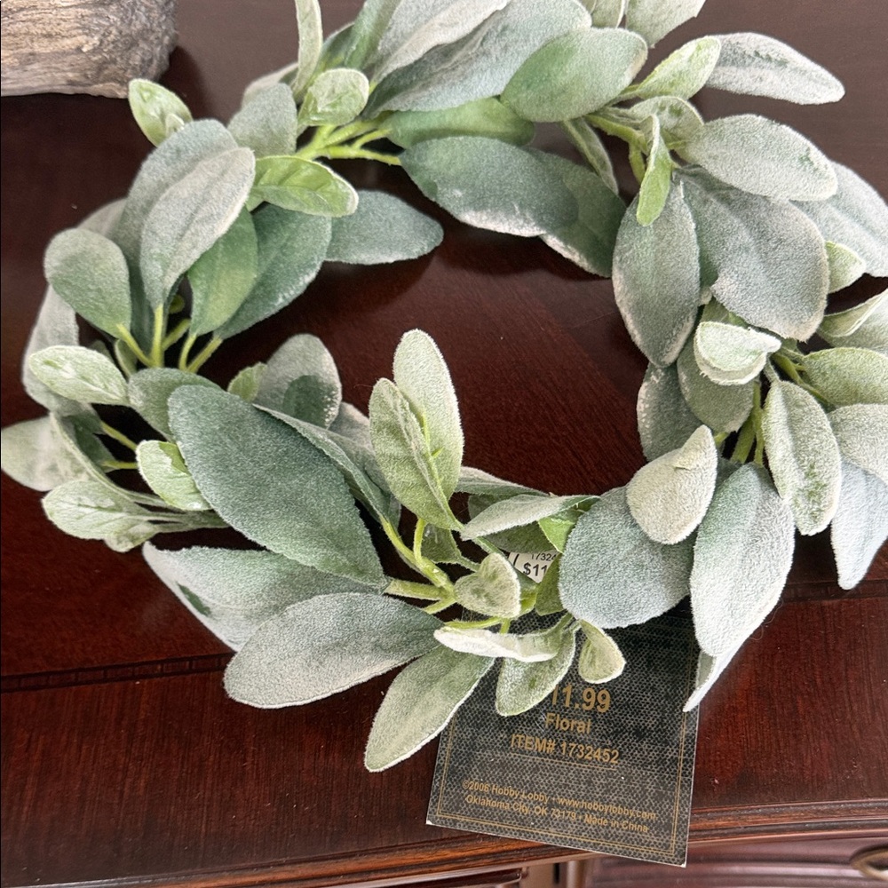 Frosted Lambs Ear Wreath - Green